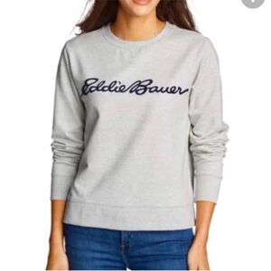 Eddie Bauer Large Logo Camp Fleece Crew Sweater